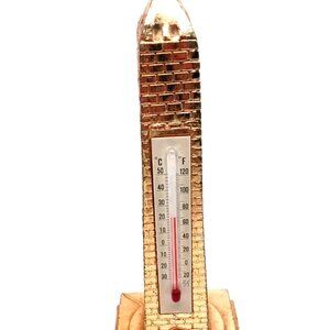 Vintage 1950s 6” Washington Monument Thermometer Souvenir.Brass Color